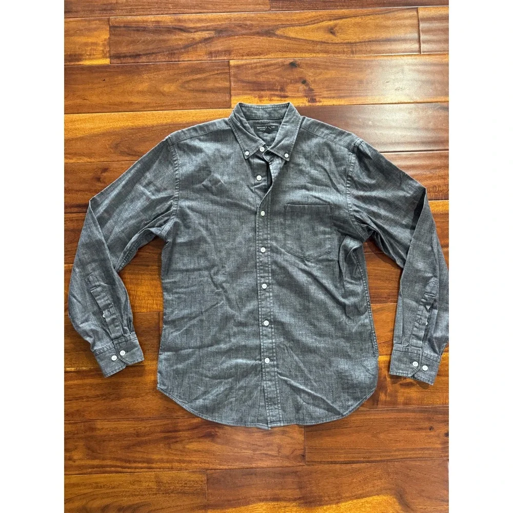 Banana Republic Button Down Shirt Mens Small Gray Excellent Tailored Slim Fit